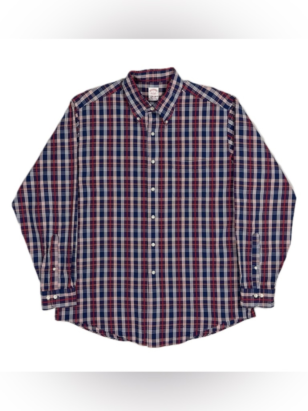 Brooks Brothers 1818 Red Navy Plaid Traditional Fit Button Down Shirt Men Large